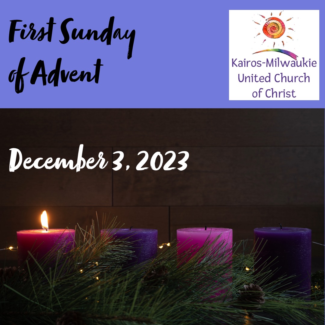 Image: First Sunday of Advent, December 3, 2023 one of four purple candles is lit.